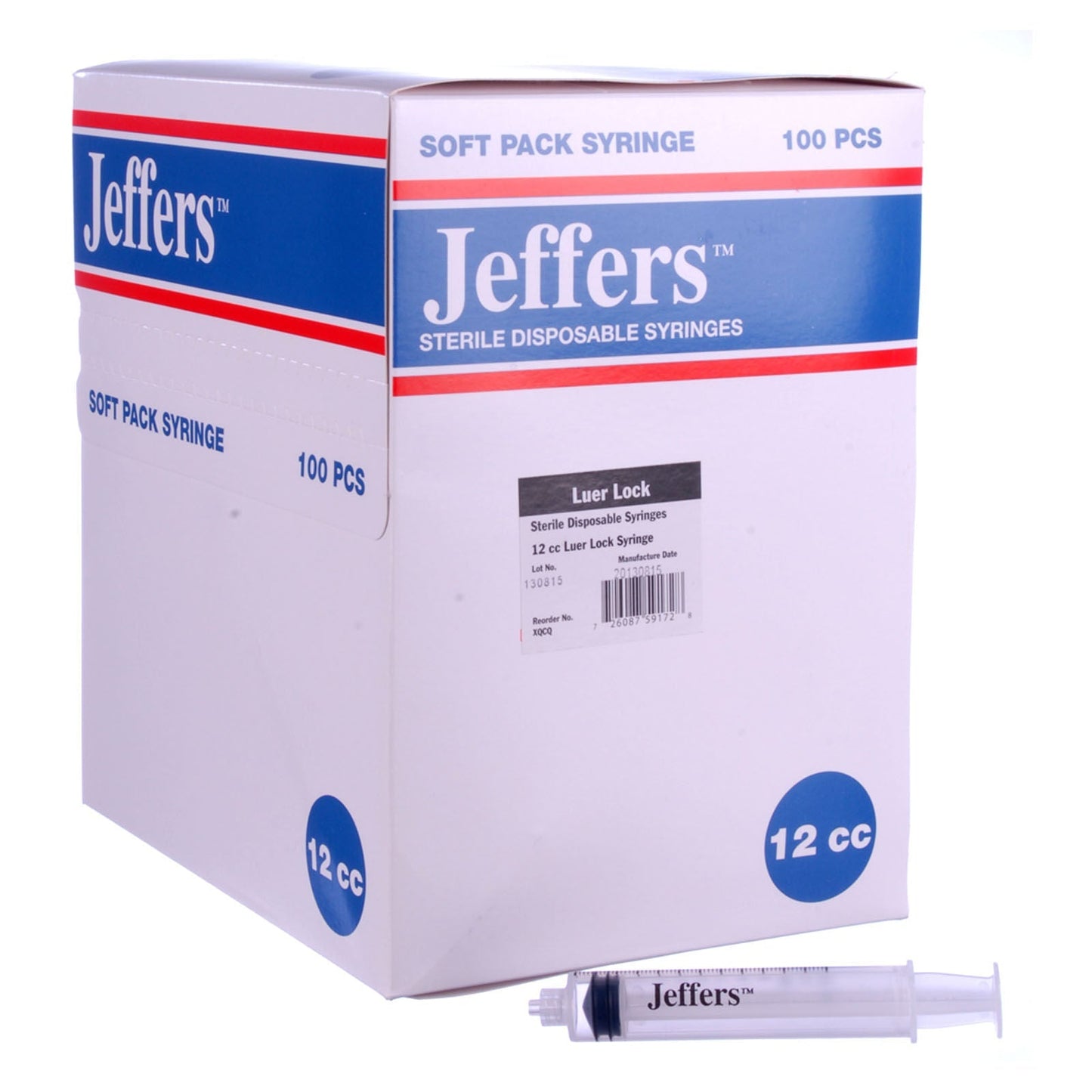 Jeffers Luer Lock Syringes, Boxes of 100