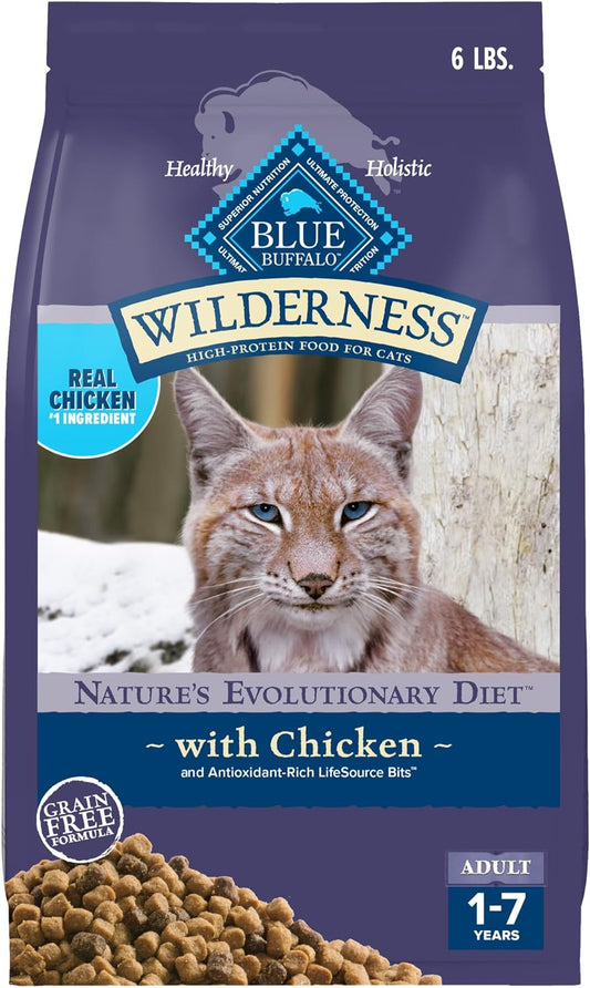 Blue Buffalo Wilderness Adult Grain-Free Chicken Dry Cat Food (6lb)