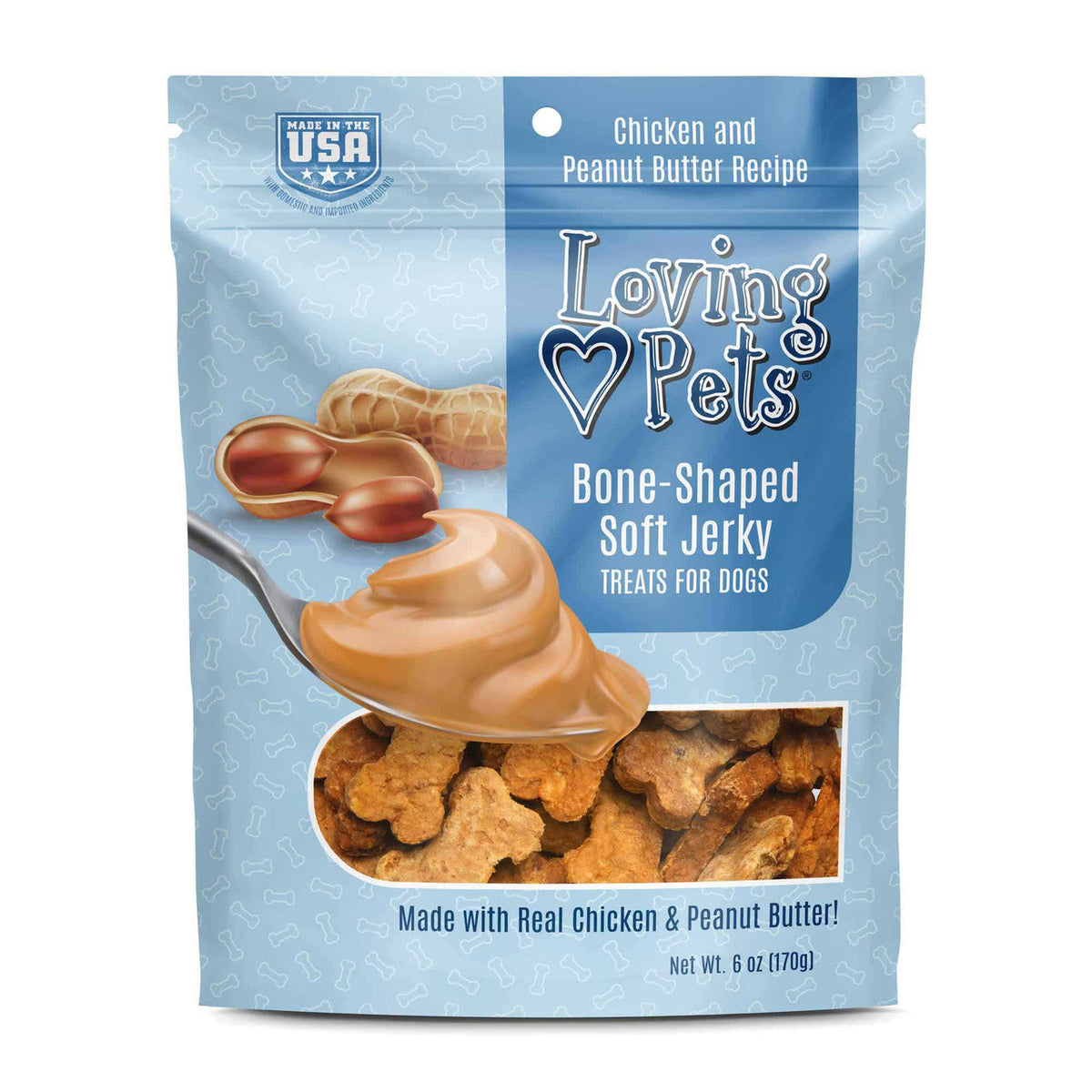Loving Pets Soft Jerky Peanut Butter & Chicken Dog Treats (6oz)