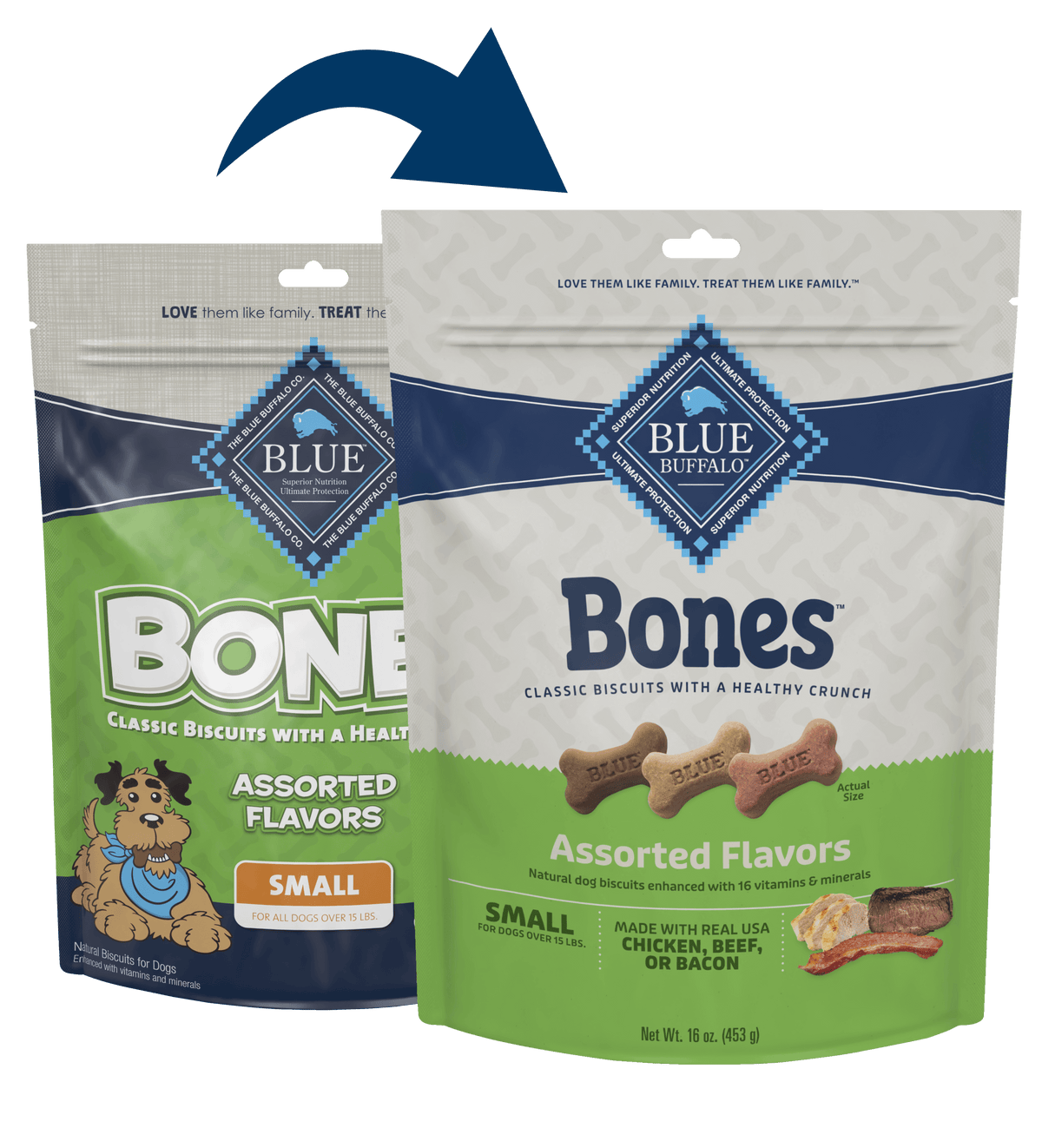 Blue Buffalo Blue Bones Crunchy Dog Biscuits Small Bones with Real Meat (16oz)