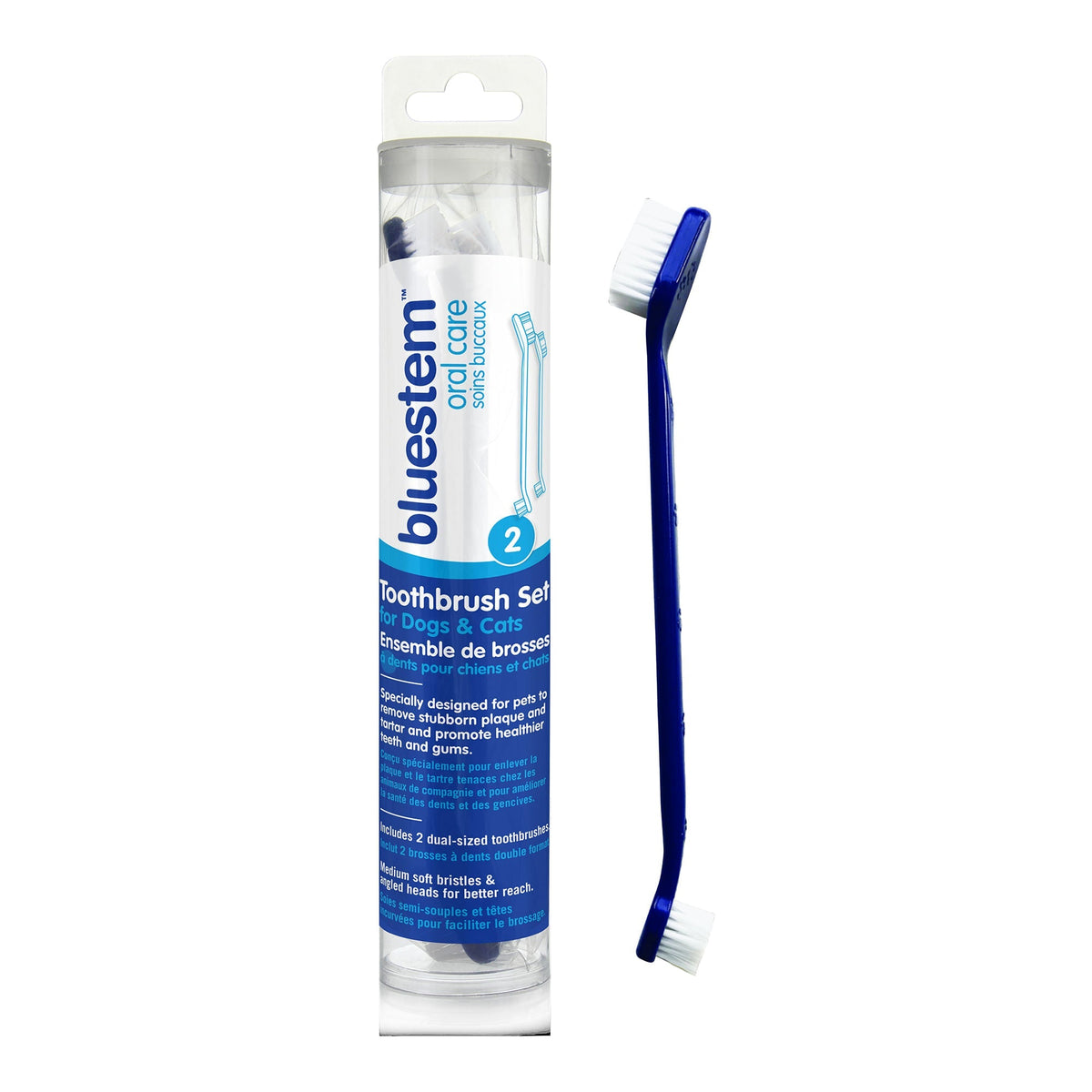 Bluestem Dual-Ended Pet Toothbrush for Dogs and Cats, 2-Pack – Soft Bristles for Dental Care and Oral Hygiene