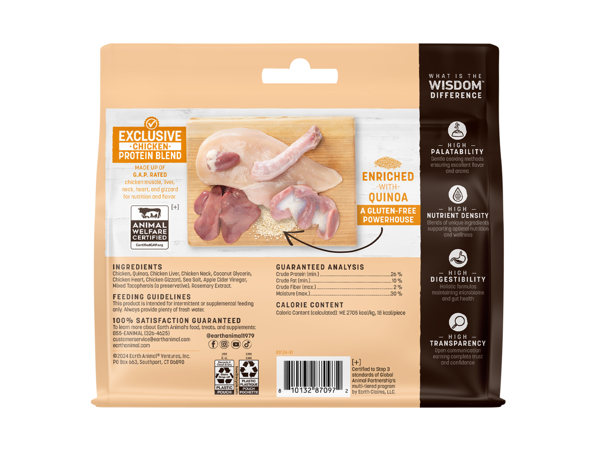 Earth Animal Wisdom Air Dried Chicken Jerky Dog Treats (4oz)