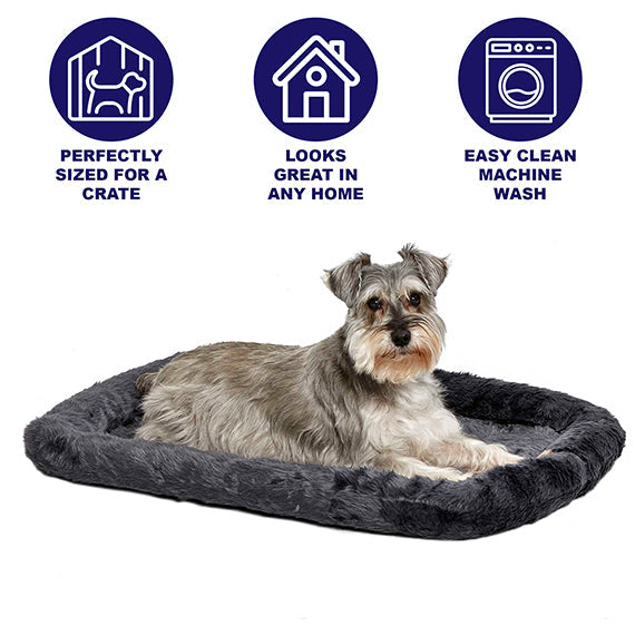 Midwest QuietTime Sheepskin Pet Bed Gray 30x21