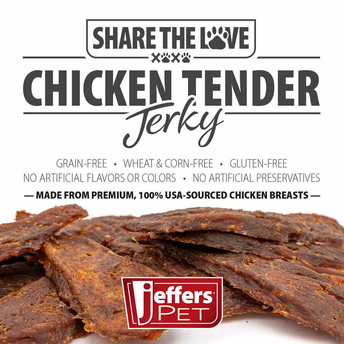 Jeffers High Protein Chicken Jerky Dog Treats, 24 oz - 100% Natural, Grain-free, Gluten-free, Made in USA