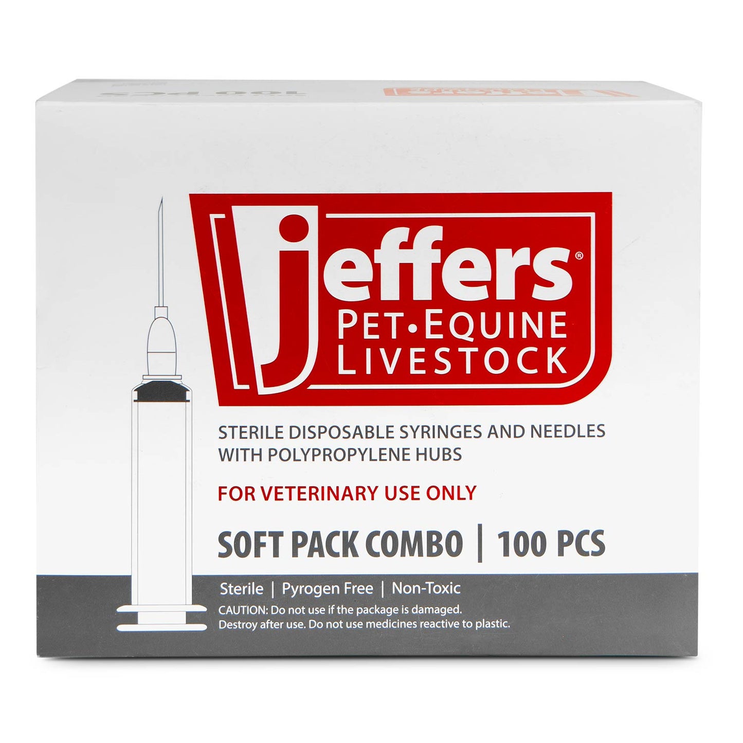 Jeffers Luer Lock (LL) Syringe/Needle Combo, Box of 100