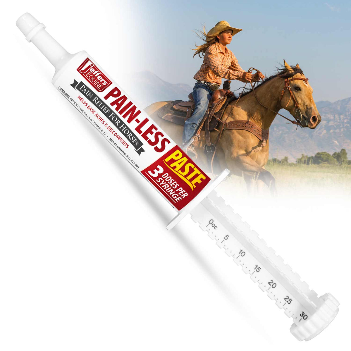 Jeffers Pain-Less Pain Relief Paste for Horses, 3 Dose Syringe