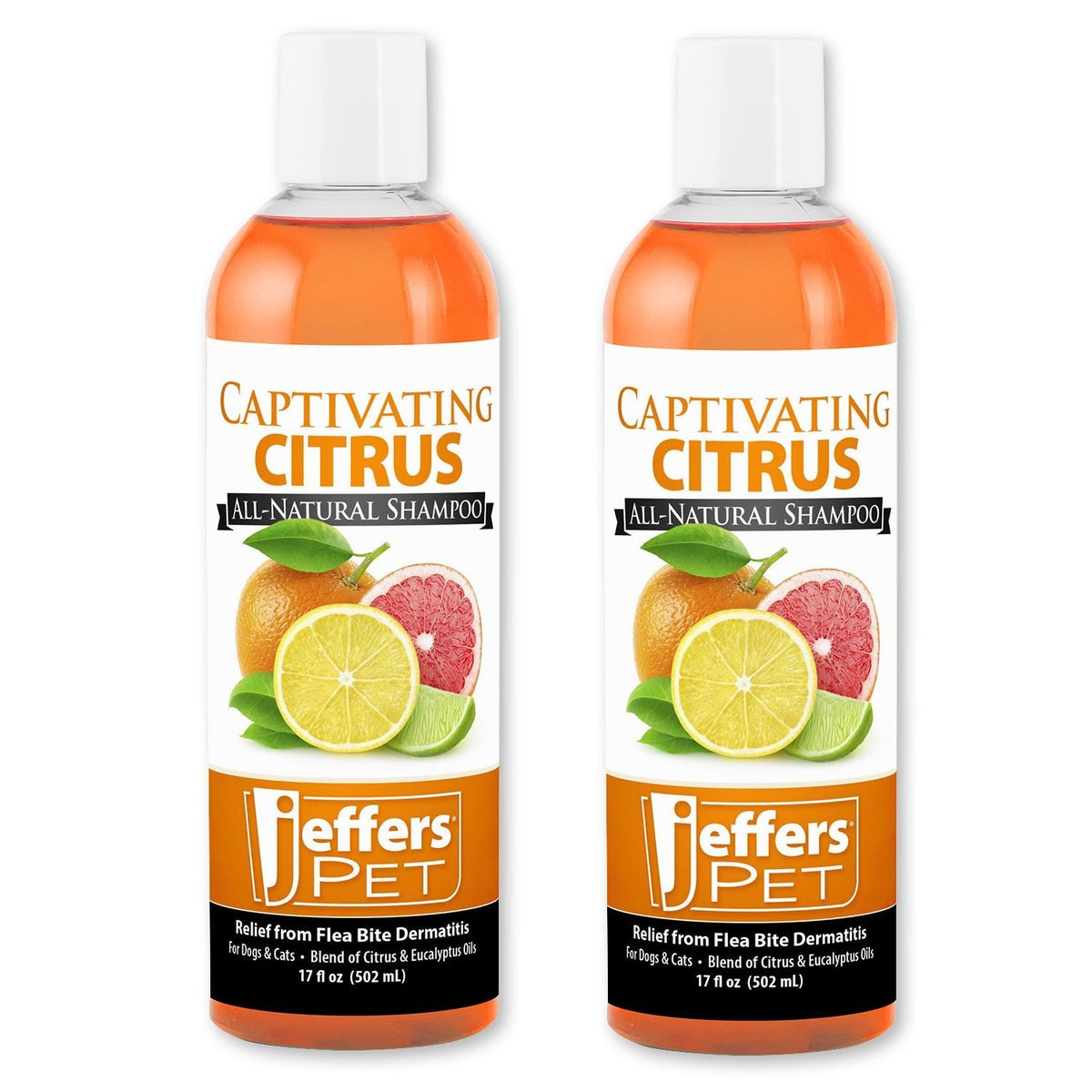 Jeffers Pet Captivating Citrus All-Natural Flea Bite Relief Shampoo for Dogs and Cats