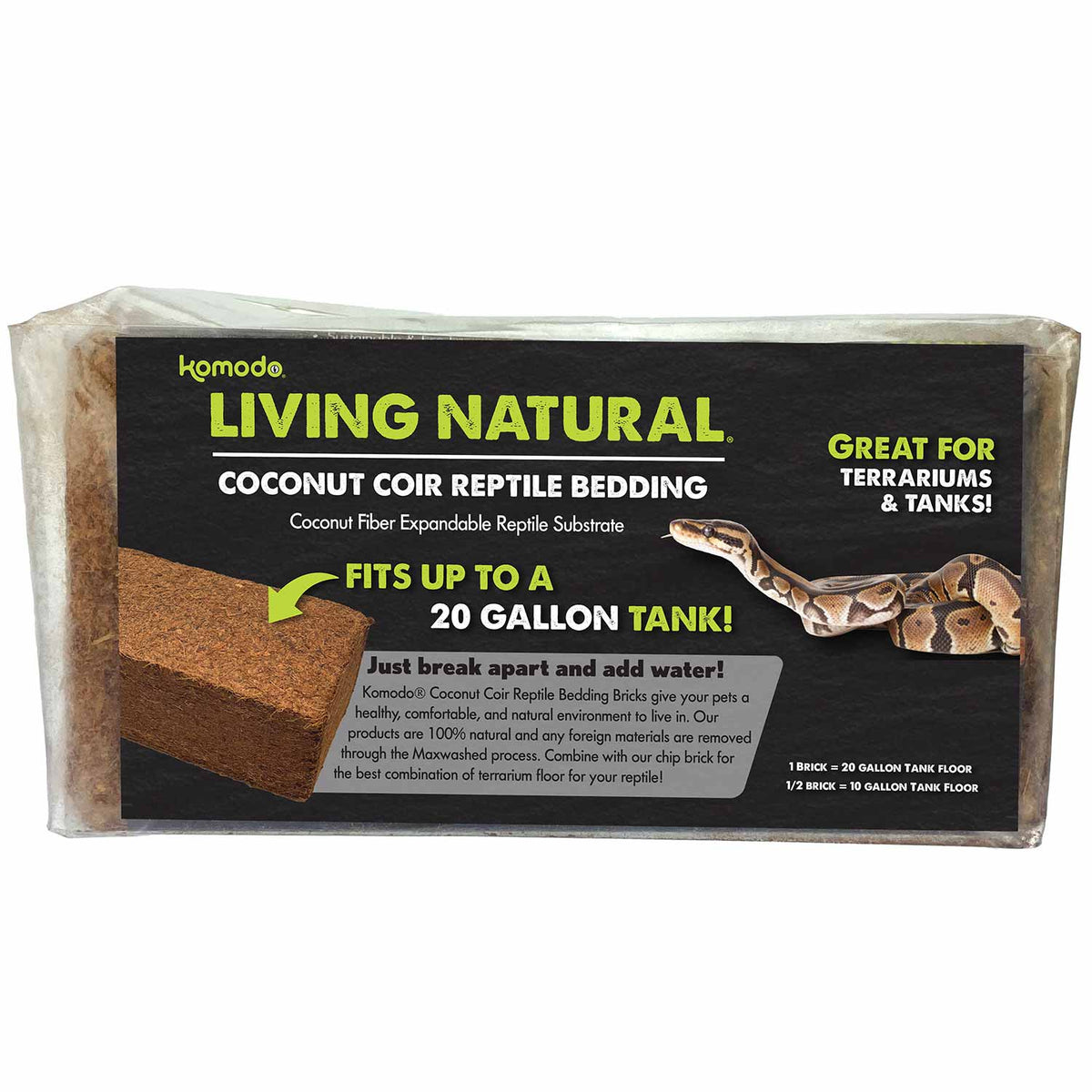 Komodo Coir Reptile Bedding for Terrariums or Tanks